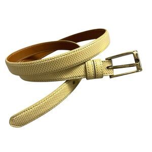 LAI Belt XL Womens Yellow Karung Snakeskin Leather Gold Toned Buckle 3/4in
